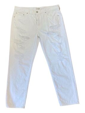 MOTHER The loosey ripped white high rise jeans button fly strech 100% cotton  31